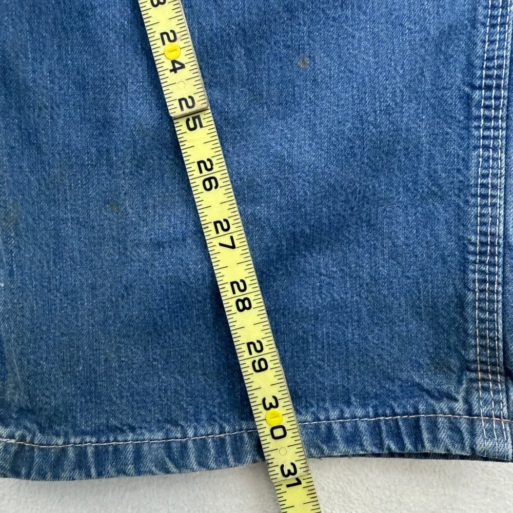Carhartt Dungaree Fit Work Pants Blue Denim Men Size 34x32‎ Worn In Distressed